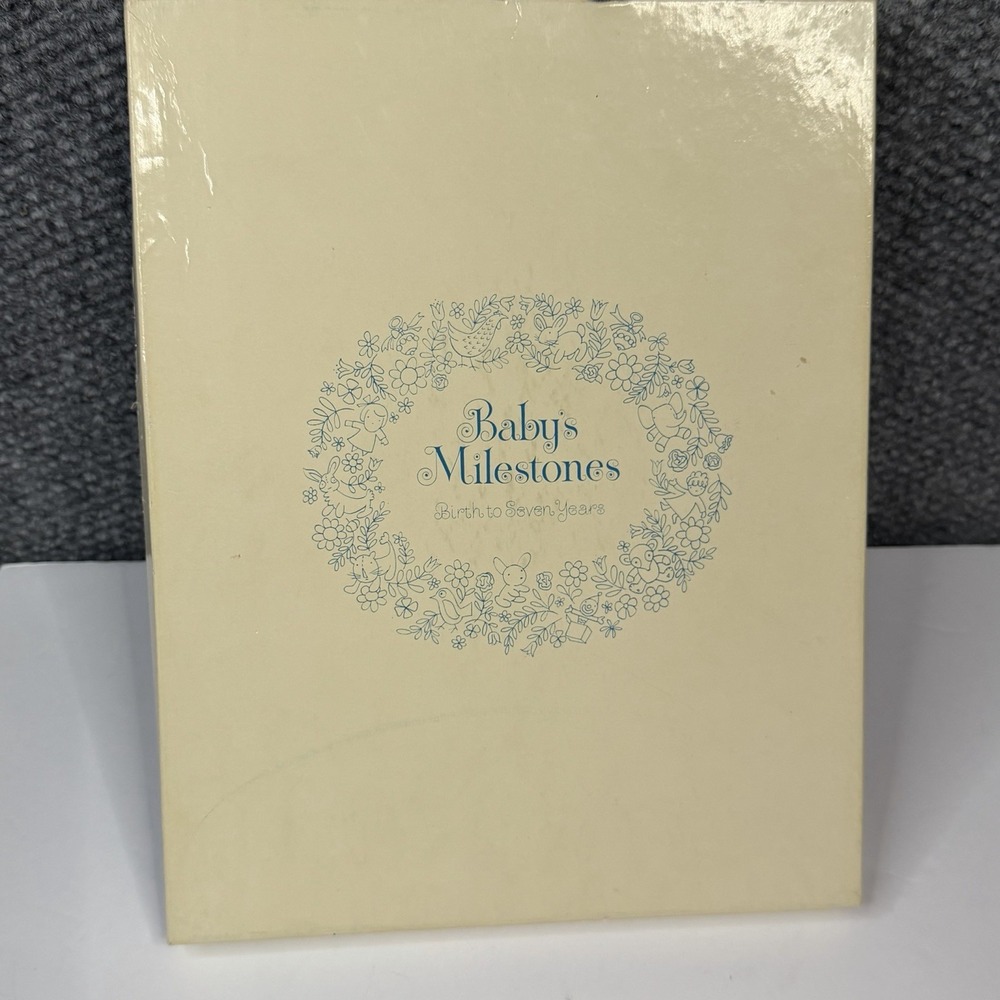 Vintage Ivory Silver Baby's Milestones Book Birth to Seven C.R Gibson